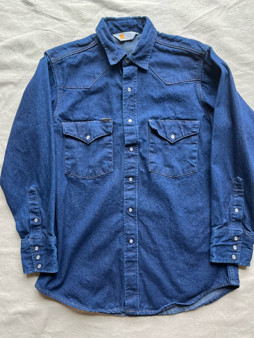 Carhartt Rugged Outdoor Wear Denim Western Snap Shirt – Men’s Large
